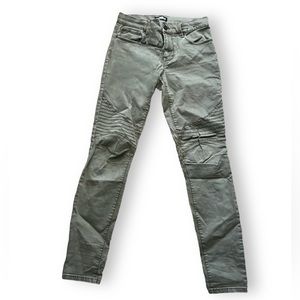Express Green Moto Skinny Jeans